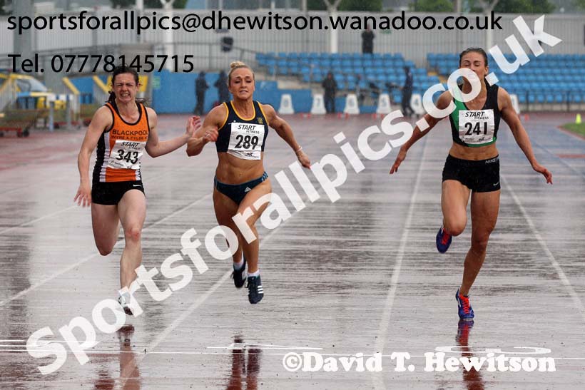 Senior womens 100 metres, Northern Championships, Sport City, Manchester. Photo: David T. Hewitson/Sports for All Pics